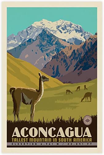 ANMAC Wandbilder 60x80cm Kein Rahmen Aconcagua Südamerika Vintage Reise Poster Leinwand Poster Wandkunst Dekor Druck Bild Wohnzimmer Schlafzimmer Dekor von ANMAC