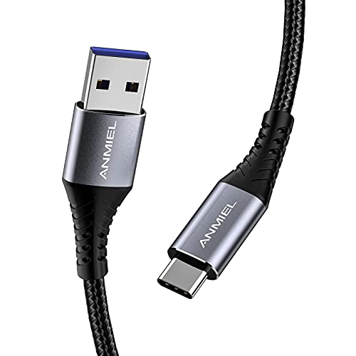 ANMIEL USB-Typ-C-Kabel, 2 m, 3 A, schnelles Aufladen, USB 3.0 Gen 1, Typ C-Kabel, hohe Haltbarkeit, Nylon-geflochtenes Ladekabel, für Samsung Galaxy S10/S9/S8 Plus/Note 9/8, LG V30, G6, Tab S4 etc. von ANMIEL