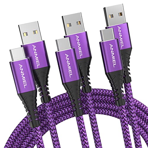 USB C Kabel 3A Schnellladung,[1M+1M+2M]USB A zu Typ C Ladekabel Geflochten Kompatibel mit Samsung Galaxy A10e A20 A50 A51 A71, S20 S10 S9 S8 Plus S10E, Note 20 10 9 8, Moto G7 G8（Lila) von ANMIEL