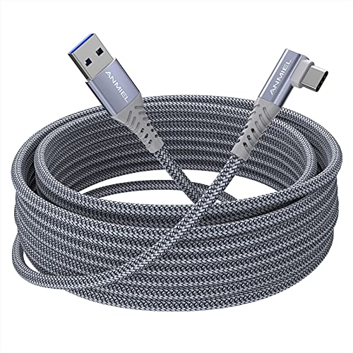 Link Kabel Kompatibel mit Oculus Quest 2 Kabel 5m,USB3.0 geflochtenes Kabel 5Gbit/s Hochgeschwindigkeits-Datenübertragung,USB-A auf Typ C Kabel kompatibel mit Oculus Quest/Quest 2 Link Steam VR von ANMIEL