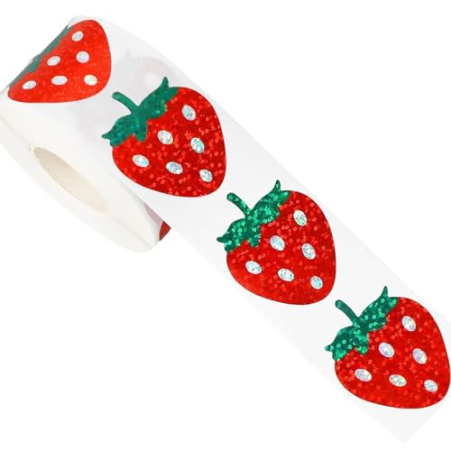 500 PCs Funkelnder Roter Aufkleber Belohnung Geschenk Erdbeerbezeichnungen Obst Dekorativ 500 PCs Funkelnder Roter Aufkleber Belohnung Geschenk Erdbeerbezeichnungen Obst Dekorativ von ANMITI