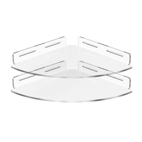 ANMITI 2 Stücke Badezimmerecke Regale Klebstoff Montiertes Acryl Duschaufbewahrung Mit Großer Kapazitätsdesign Kleber Dusch Eckregal Klar von ANMITI