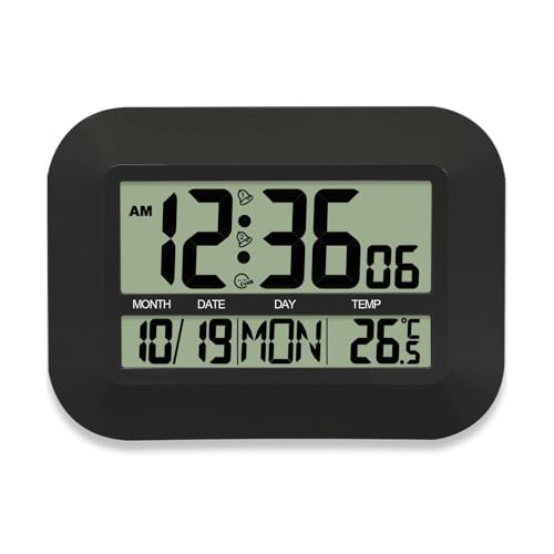 ANMITI Digitaler Kalenderuhr Mit Woche Temperatur Mehrerer Zeitzonen Einstellung Alarmfunktion Für Office Wohnzimmer Wecker Mit Snooze Funktion von ANMITI
