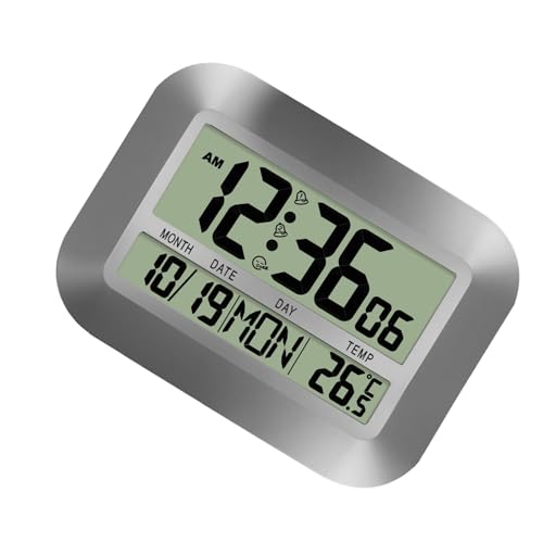 ANMITI Digitaler Kalenderuhr Mit Woche Temperatur Mehrerer Zeitzonen Einstellung Alarmfunktion Für Office Wohnzimmer Wecker Mit Snooze Funktion von ANMITI