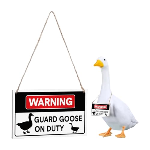 ANMITI Wetterfestes Kiefernholz Sicherheitsschild Verfügt Über Verspielte Gänse Kunstwerke Für Haltbarkeit Freien Dekoration Holz Adressmarker von ANMITI
