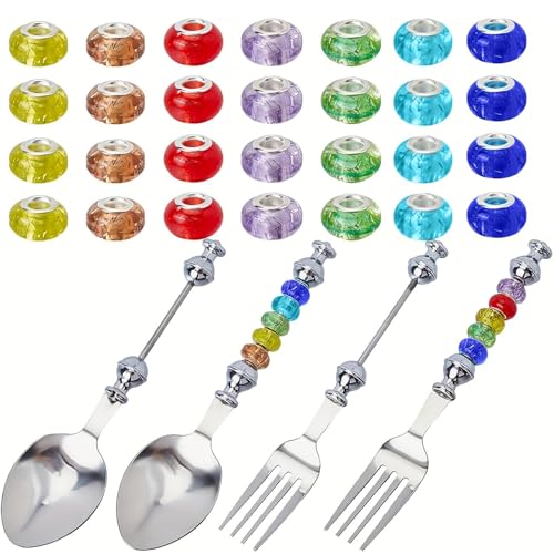 Anpassbare Utensilien Set Edelstahllöffel Und Gabel Mit Dekorativen Perlen Perlengeschirrzubehör Anpassbare Utensilien Set Edelstahllöffel Und Gabel Mit Dekorativen Perlen Perlengeschirrzubehör von ANMITI