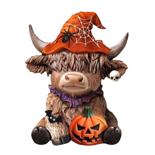 Halloween High Land Cow Holding Schädel Kürbisharzen Statue Festives Home Tisch Dekore Ornamentsharze Miniatur Skulptur Hoch Land Kuh Mit Hexenhut Figur Halloween High Land Cow Holding Schädel Kürbisharzen Statue Festives Home Tisch Dekore Ornamentsharze Miniatur Skulptur Hoch Land Kuh Mit Hexenhut Figur von ANMITI