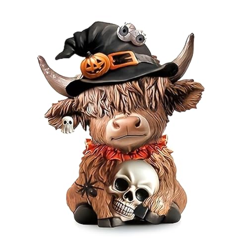 Halloween High Land Cow Holding Schädel Kürbisharzen Statue Festives Home Tisch Dekore Ornamentsharze Miniatur Skulptur Hoch Land Kuh Mit Hexenhut Figur Halloween High Land Cow Holding Schädel Kürbisharzen Statue Festives Home Tisch Dekore Ornamentsharze Miniatur Skulptur Hoch Land Kuh Mit Hexenhut Figur von ANMITI