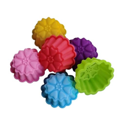 Packung Von 6 Silikon Backformen Wiederverwendbare Blumförmige Backgeschirr Die Einfach Zu Reinigen Nicht Klebrig Formen Dessertformen Zum Backen von ANMITI