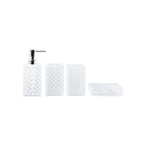 Set Von 4 Diamonds Grids Muster Badezimmerzubehör Bruchsistente Plastikorganisatoren Für Eitelkeitsbadewanne Gebiet Moderne Diamonds Gitter Badezimmerzubehör von ANMITI