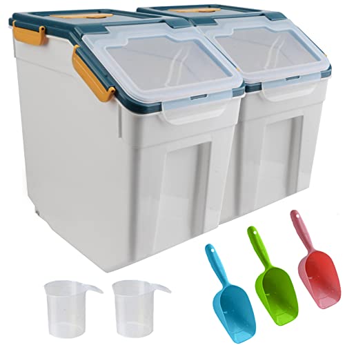 ANMOO Aufbewahrungsbehälter für Haustierfutter, 2 Stück, 15 kg, luftdicht, für Hundefutter, BPA-frei, Katzenfutterbehälter mit Schaufel für Trockenfutter (blau) von ANMOO