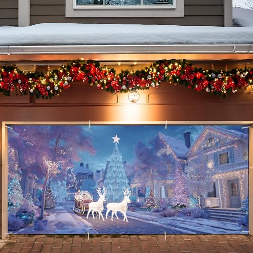 ANNA QUEEN Garagentor-Banner mit Weihnachtsschlittenfahrt unter den Sternen, Winterszene mit Weihnachtsmann und Rentier, Outdoor-Garagendekoration für Partys, Heimdekoration ANNA QUEEN Garagentor-Banner mit Weihnachtsschlittenfahrt unter den Sternen, Winterszene mit Weihnachtsmann und Rentier, Outdoor-Garagendekoration für Partys, Heimdekoration von ANNA QUEEN
