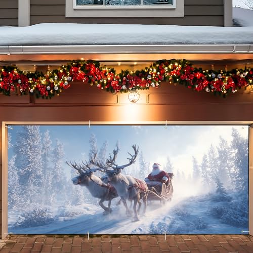 ANNA QUEEN Weihnachtsmann-Schlittenfahrt, Garagentor-Banner, 1,8 x 3,5 m, magische Feiertags-Outdoor-Garagendekoration für Partys, Heimdekoration ANNA QUEEN Weihnachtsmann-Schlittenfahrt, Garagentor-Banner, 1,8 x 3,5 m, magische Feiertags-Outdoor-Garagendekoration für Partys, Heimdekoration von ANNA QUEEN