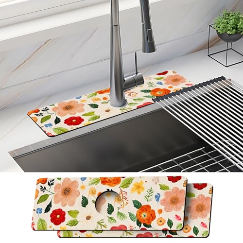 Wasserhahnmatte, 2 Stück, 38 x 14 cm, Silikon-Spritzschutz für Küche und Bad, wiederverwendbar, Tropffänger-Pad, hält die Theke trocken von ANNA QUEEN