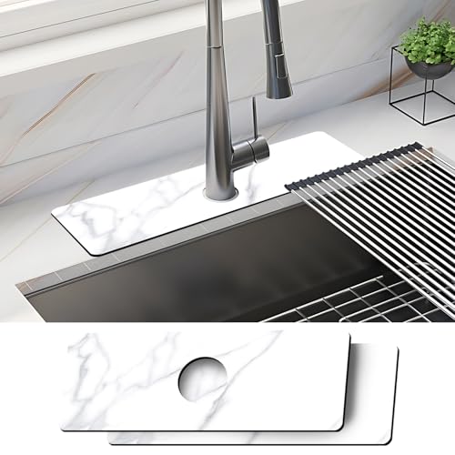 Wasserhahnmatte, 2 Stück, 38 x 14 cm, Silikon-Spritzschutz für Küche und Bad, wiederverwendbar, Tropffänger-Pad, hält die Theke trocken von ANNA QUEEN