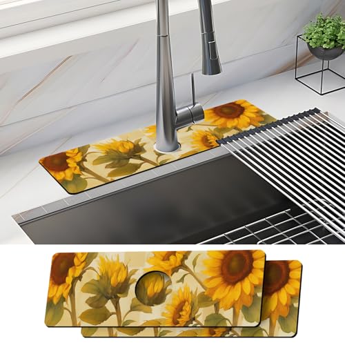 Wasserhahnmatte, 2 Stück, 38 x 14 cm, Silikon-Spritzschutz für Küche und Bad, wiederverwendbar, Tropffänger-Pad, hält die Theke trocken Wasserhahnmatte, 2 Stück, 38 x 14 cm, Silikon-Spritzschutz für Küche und Bad, wiederverwendbar, Tropffänger-Pad, hält die Theke trocken von ANNA QUEEN