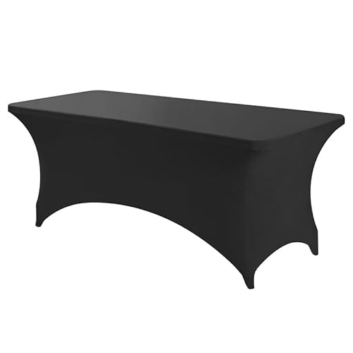 ANNAFRIS Spandex Tischdecke 6 Feet, 183x76x76cm Elastische Bezug für Massageliege, Tischabdeckung für Hochzeiten, Bankette, Partys Waschbar, Knitterfrei(Schwarz) von ANNAFRIS