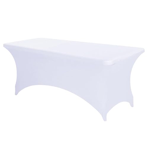 ANNAFRIS Spandex Tischdecke 6 Feet, 183x76x76cm Elastische Bezug für Massageliege, Tischabdeckung für Hochzeiten, Bankette, Partys Waschbar, Knitterfrei(Weiß) von ANNAFRIS