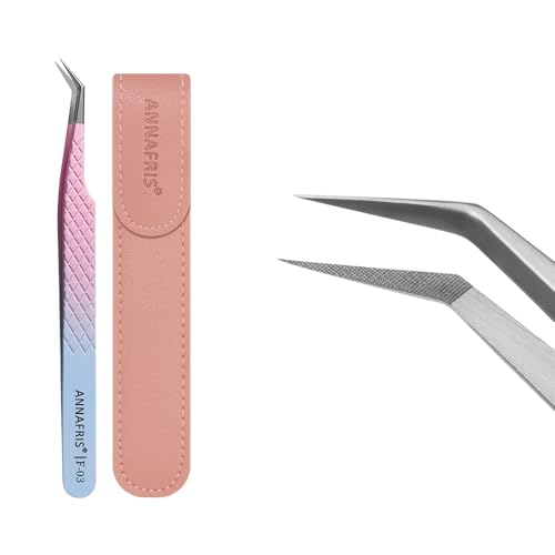 ANNAFRIS Wimpern Pinzette Edelstahl Pinzetten Gestreift Präzision Pinzetten Gerade Pinzette Gebogene Pinzetten Wimpernverlängerung Zubehör(F03) von ANNAFRIS