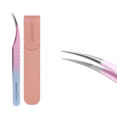 ANNAFRIS Wimpern Pinzette Edelstahl Pinzetten Gestreift Präzision Pinzetten Gerade Pinzette Gebogene Pinzetten Wimpernverlängerung Zubehör(F04) von ANNAFRIS