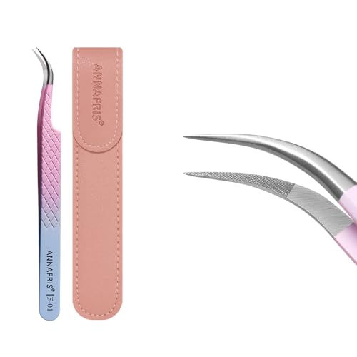 ANNAFRIS Wimpern Pinzette Edelstahl Pinzetten Gestreift Präzision Pinzetten Gerade Pinzette Gebogene Pinzetten Wimpernverlängerung Zubehör Professionelle(F01) von ANNAFRIS