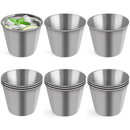 ANNASAMDO 12 Stück 50ml Edelstahlbecher Set, Klein Schnapsgläser Edelstahl, Tragbar Shot Gläser Trinkbecher Flachmann Becher Schnapsbecher Metallbecher für Party Camping Picknick von ANNASAMDO