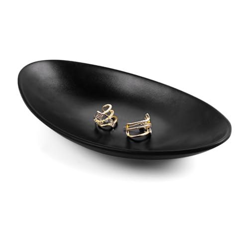 ANNASAMDO A5 Melamin Schwarze Schlüsselschale, Schmuckschale Schlüsselring Gericht Schmucktablett Schlüsselablage Organizer Kleine Dekoschale für Schlüssel Schmuck Ring (Oval) von ANNASAMDO