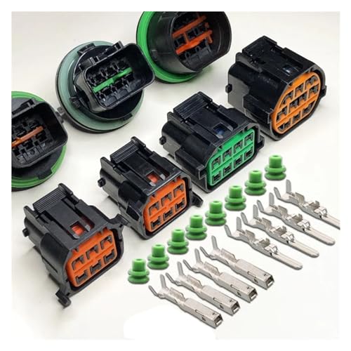 ANNBCDL DJ7063X-1.5 Sedan Scheinwerfer-Kabelbaumstecker 6p8p10p versiegelter wasserdichter Stecker und Buchse Dockingbuchse 6-Loch HP066-08021 (Farbe: 10p-Buchse, Größe: 5 Sets) von ANNBCDL