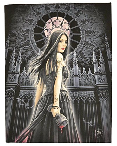 Anne Stokes Fantastisches Design - Gothic Sirene - A Gothic Angel with Kelch in a Cathedral/Kirche Leinwandbild auf Rahmen Wandtafel Wandkunst von ANNE STOKES
