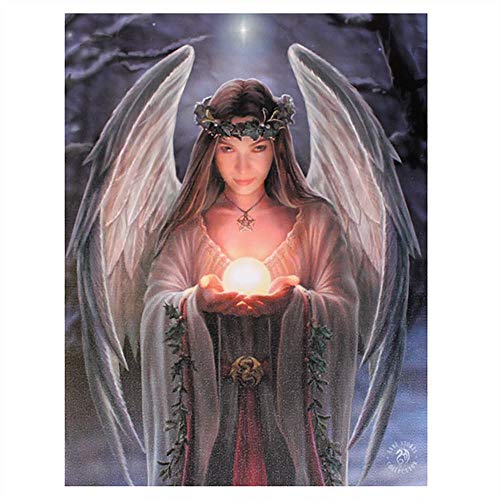 ANNE STOKES Leinwand Plakette | Yule Angel 1 Stück | Mehrfarbig | 25 cm x 19 cm x 1,5 cm, grau & weiß von ANNE STOKES