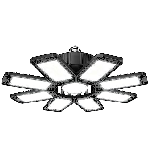 ANNIFUNLY Garagenlampe Led 210W - 1 Stück 21000lm Werkstattlampe Garagenbeleuchtung 6500K Verformbare Deckenlampe mit 8 Panel, E26/E27 Kellerlampe Bay Licht für Geschäft Werkstatt Scheune Lager von ANNIFUNLY