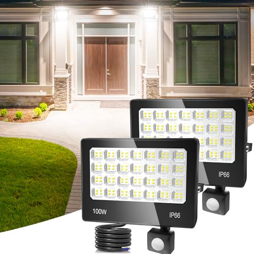 ANNIFUNLY LED Strahler mit Bewegungsmelder Außen 2 Stück, 100W 10000LM Superhell Außenstrahler 6500K Kaltweiß LED Fluter Aussenleuchte IP66 Wasserdicht Scheinwerfer für Garage Garten Innenhöfe ANNIFUNLY LED Strahler mit Bewegungsmelder Außen 2 Stück, 100W 10000LM Superhell Außenstrahler 6500K Kaltweiß LED Fluter Aussenleuchte IP66 Wasserdicht Scheinwerfer für Garage Garten Innenhöfe von ANNIFUNLY
