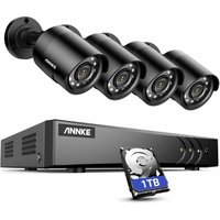 1080p kabelgebundenes Überwachungskamera-Set, H.265+ 5MP Lite 8CH dvr mit 4 wasserdichten 1080p-Kameras, Personen-/Fahrzeugerkennung, 100 Fuß von ANNKE