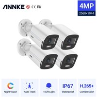 Annke - 4 Stück 4MP Ace Vollfarb-Nachtsicht-POE-IP-Kamera H.265 + Videoüberwachungskamera 100FT Warmlicht-Überwachungskamera CCTV-Kamera von ANNKE