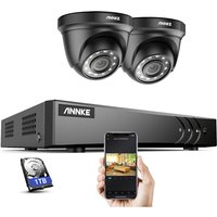 Sannce - annke 4CH hd-tvi dvr H.264 + 1080P Lite-Überwachungskamerasystem mit 1080P HD-CCTV-Kameras für den Innen- und Außenbereich 2 Schwarz Kameras von ANNKE