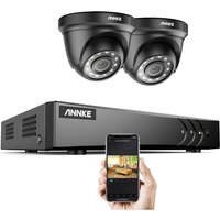 Annke - 4CH hd-tvi dvr H.264 + 1080P Lite-Überwachungskamerasystem mit 1080P HD-CCTV-Kameras für den Innen- und Außenbereich 2 Schwarz Kameras - ohne von ANNKE