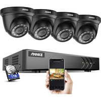 Annke - 4CH hd-tvi dvr H.264 + 1080P Lite-Überwachungskamerasystem mit 1080P HD-CCTV-Kameras für den Innen- und Außenbereich 4 Schwarz Kameras - 1 tb von ANNKE