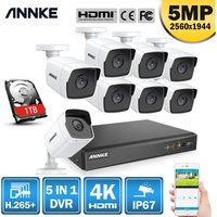 8-Kanal Ultra hd 4K H.265 CCTV-Kamerasystem + dvr- und 8 × 5MP HD-Wetterschutzkameras mit exir led IR-Nachtsicht - mit 1 tb Festplatte - Annke von ANNKE