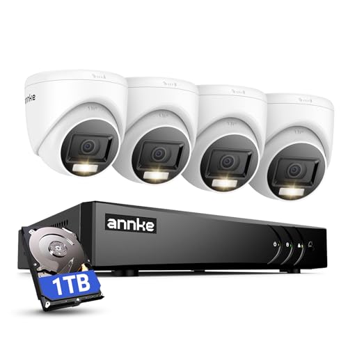 ANNKE 1080p Überwachungskamera Set mit 8CH 3K Lite DVR Recorder und 4 X Aussen 1080p Überwachungskamera, mit 1TB Festplatte, 30m IR Nachtsicht, Bewegung Alarm, Telefon & PC Schnellzugriff, IP66 von ANNKE