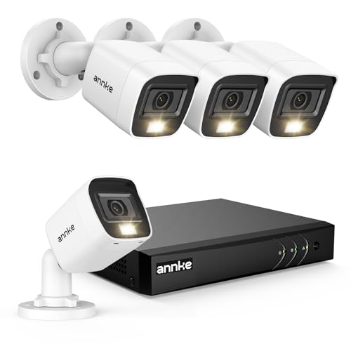 ANNKE 8CH HD 3K Lite DVR Recorder mit Personen- und Fahrzeugerkennung, 4X Außen 1080p Überwachungskamera System mit Farb-Nachtsicht, ohne Festplatte, IP67 Wetterfest, E-Mail-Alarm mit Bildern von ANNKE