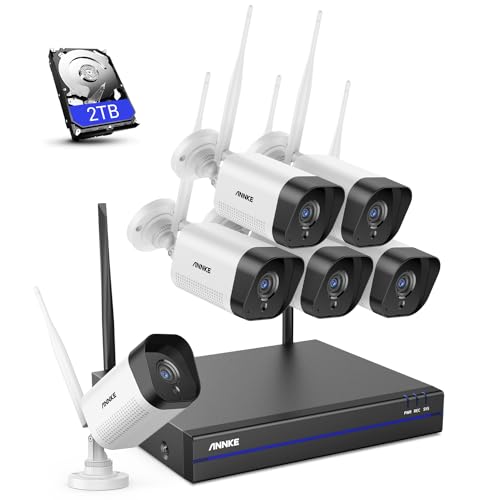 ANNKE 10CH 5MP WLAN Überwachungskamera Set Aussen mit 6 X 5MP Überwachungskamera,Intelligente Personenerkennung, Zwei-Weg-Audio, IP67 Wasserdicht, kompatibel mit Alexa,2TB Festplatte von ANNKE