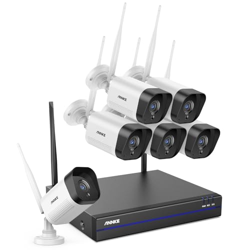 ANNKE 10CH 5MP WLAN Überwachungskamera Set Aussen mit 6 X 5MP Überwachungskamera,Intelligente Personenerkennung, Zwei-Weg-Audio, IP67 Wasserdicht, kompatibel mit Alexa,Keine Festplatte von ANNKE