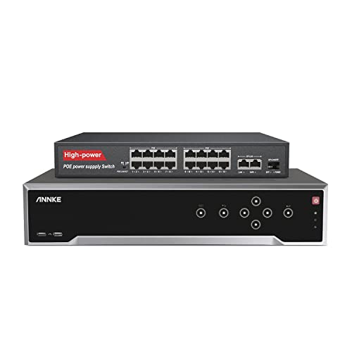 ANNKE 12 MP 32 Kanäle NVR Überwachung Videorecorder, unterstützt IP-Kameras 12 MP/4 K/5 MP/4 MP HD, intelligente Wiedergabe, unterstützt P2P, Fernzugriff für mehrere Geräte, Alarm per E-Mail, ohne HDD von ANNKE