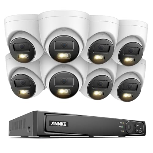 ANNKE 12MP PoE Überwachungskamera Set, 8X 12MP IP Kamera mit Spotlights, Personen-/Fahrzeugerkennung, Fernzugriff, 8CH NVR CCTV System für 24/7 kontinuierliche Aufzeichnung (HDD Nicht enthalten) von ANNKE