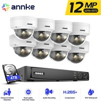 ANNKE 12MP PoE Videoüberwachungsset Außen,8 x 12MP Dome Kameras PoE IP Farbnachtsicht,24/7 Videoüberwachung,4TB HDD von ANNKE