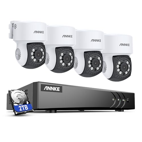 ANNKE 2MP Kabelgebunden PT Überwachungskamera Aussen Set, 3K Lite 8 Kanal DVR mit KI-Menschen-/Fahrzeugerkennung, 4 x 1080p AHD Kamera mit 350° Schwenk und 90° Neigefunktion, 2TB Festplatte ANNKE 2MP Kabelgebunden PT Überwachungskamera Aussen Set, 3K Lite 8 Kanal DVR mit KI-Menschen-/Fahrzeugerkennung, 4 x 1080p AHD Kamera mit 350° Schwenk und 90° Neigefunktion, 2TB Festplatte von ANNKE