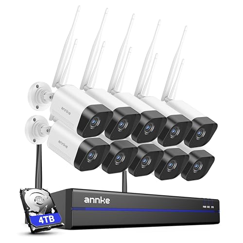 ANNKE 3MP WLAN Überwachungskamera Set Aussen, 10X 3MP WiFi Kameras, 16CH 4K NVR mit 4TB HDD für 24/7 Aufnahme Innen Outdoor, Smarter Personenerkennung, 2-Wege-Audio, 30M IR Nachtsicht, IP66 von ANNKE