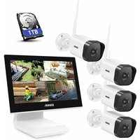 3MP kabelloses Überwachungskamera-Set mit 10,1-Zoll-Bildschirm, 4CH 5MP nvr und 4 IP-Kameras, Audioaufzeichnung, Infrarot-Nachtsicht, kompatibel mit von ANNKE