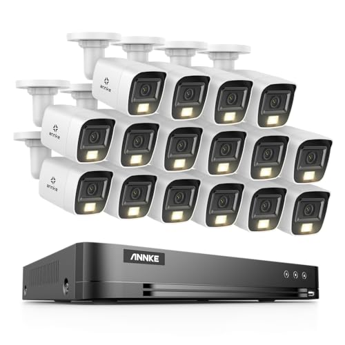 ANNKE 4K Abelgebundene Überwachungskamera Aussen Set, DVR Recorder 16 Kanal mit Smarter Personenerkennung und Fahrzeugerkennung, 16x 8MP Analog Kamera Überwachung mit Farb Nachtsicht, ohne Festplatte von ANNKE