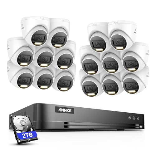 ANNKE 4K Analog Überwachungskamera Aussen Set, 16x 8MP Farbnachtsicht Außenkamera Überwachung, DVR 16 Kanal mit Smart Personenerkennung und Fahrzeugerkennung, IP67, 2TB Festplatte von ANNKE